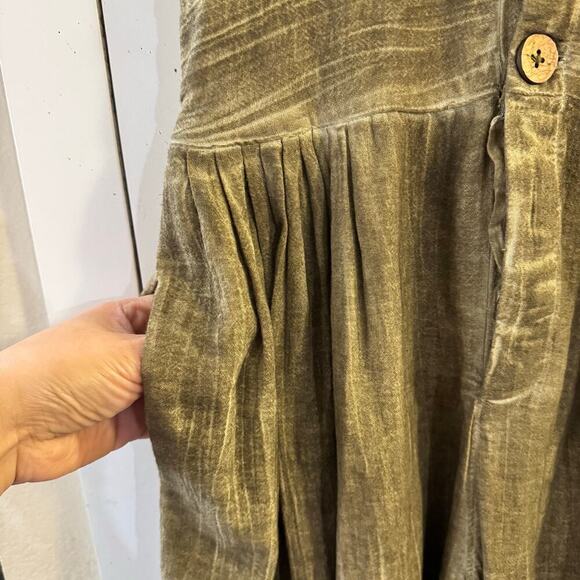 Free People Travel Light Halter Neck Smocked Moss Green Jumpsuit Small Hippie - Picture 7 of 12